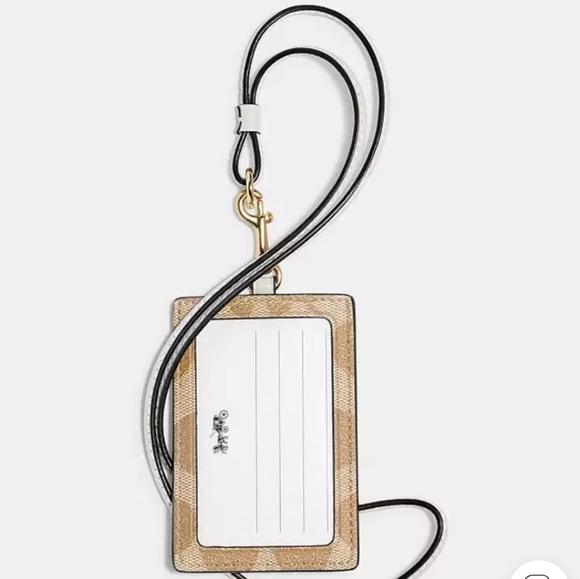 🔹️COACH🔹️ Signature canvas PVC ID Lanyard case in Light Khaki/Chalk White ✨️🤍 - Picture 2 of 3